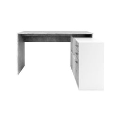 Bureau d'angle London - Panneaux de particules - Décor béton structuré, blanc - 136 x 75 x 139 cm AUCUNE