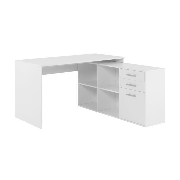 Bureau d'angle London - Panneaux de particules - Décor blanc - 136 x 75 x 139 cm AUCUNE