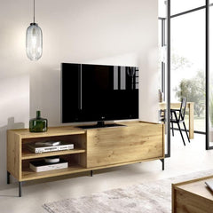 Ensemble salon Meuble TV 155cm + Buffet 3 portes 155 cm + Table basse relevable - Mélamine -Chene Artisan - Ness AUCUNE