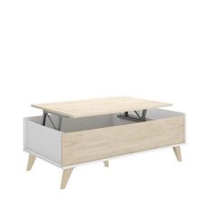 Ensemble meuble TV table basse buffet NESS - Mélaminé - Style scandinave - Chene et blanc AUCUNE