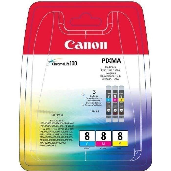 CANON Pack de 3 cartouches d'encre CLI-8 Cyan/Magenta/Jaune CANON