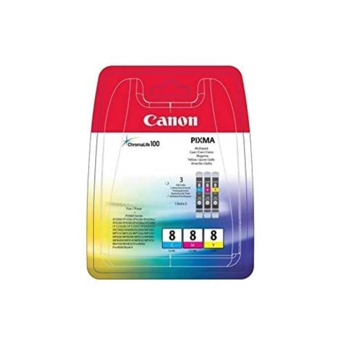 CANON Pack de 3 cartouches d'encre CLI-8 Cyan/Magenta/Jaune CANON