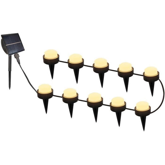 10 mini - spots lumineux solaires a piquer - LUMISKY - SOLIRAY - 12 m - LED blanc chaud - Balisage allée - Paloma Tech