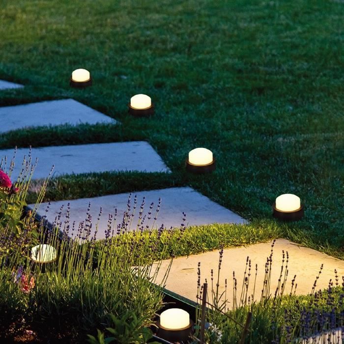 10 mini - spots lumineux solaires a piquer - LUMISKY - SOLIRAY - 12 m - LED blanc chaud - Balisage allée - Paloma Tech