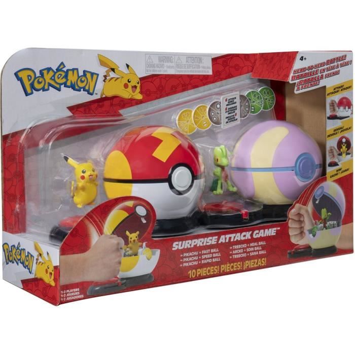 2 Poké Balls avec leur Pokémon et 6 disques d’attaques - BANDAI - Pokémon - Poké Ball attaque surprise Pikachu vs