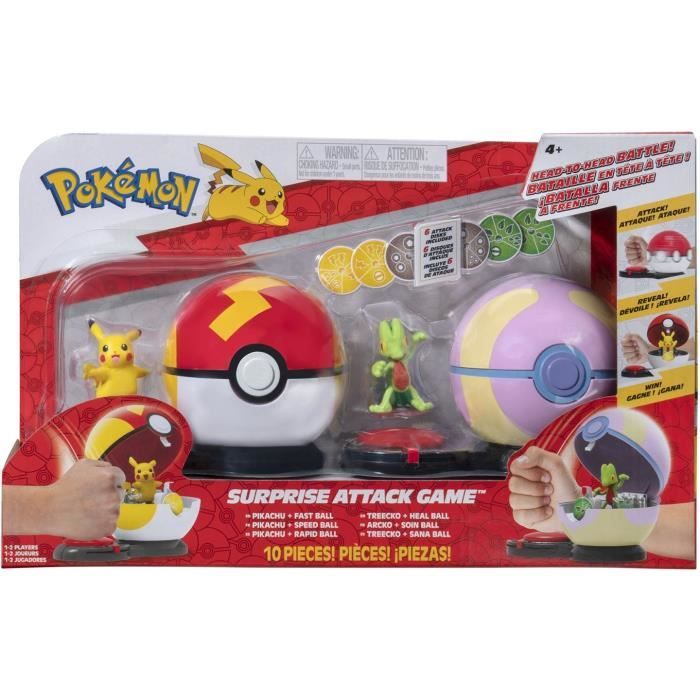 2 Poké Balls avec leur Pokémon et 6 disques d’attaques - BANDAI - Pokémon - Poké Ball attaque surprise Pikachu vs