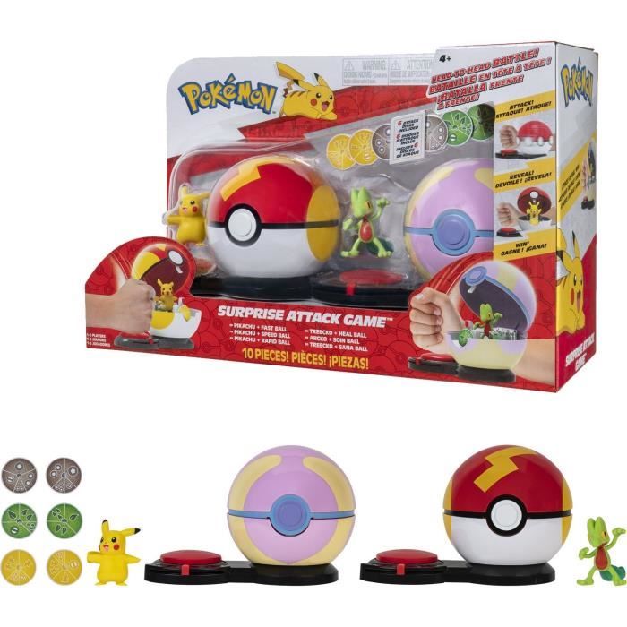 2 Poké Balls avec leur Pokémon et 6 disques d’attaques - BANDAI - Pokémon - Poké Ball attaque surprise Pikachu vs