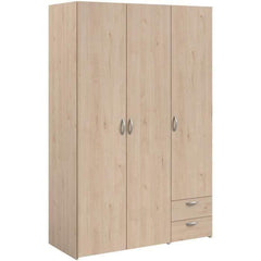 Armoire VARIA - Décor chene et blanc - 3 portes - 2 tiroirs - 120,3 x 185 x 51,3 PARISOT