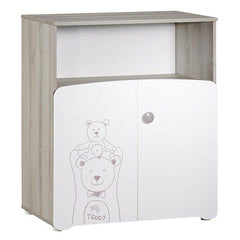 Commode a langer - Babyprice - Teddy - En bois blanc - Sérigraphie ours - 2 portes- 97x76x66cm BABY PRICE