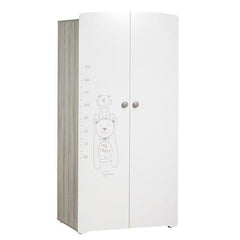 Armoire bébé Teddy - Bois - Blanche - 2 portes - 175x85x56cm - Babyprice SAUTHON