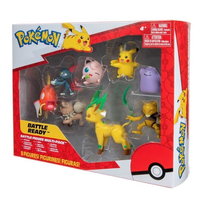 8 figurines BANDAI - Pokémon - Pikachu Rondoudou Rocabot Abra Farfuret Métamorph Phyllali et Magicarpe