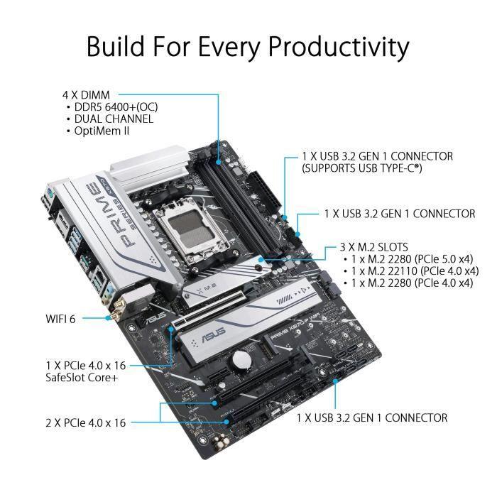 ASUS PRIME X670-P WIFI Carte mere Socket AM5 AMD X670 ASUS