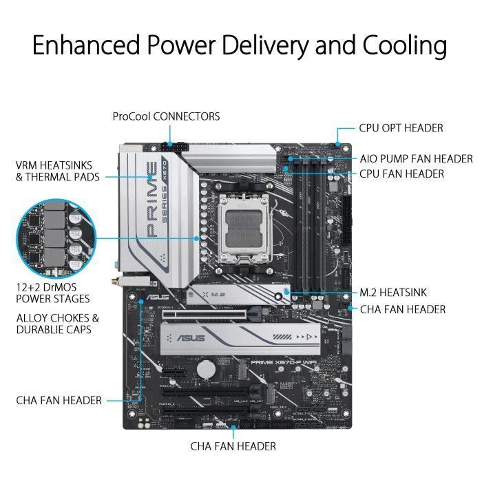 ASUS PRIME X670-P WIFI Carte mere Socket AM5 AMD X670 ASUS