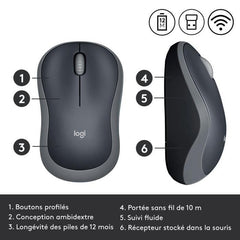 Souris sans fil - LOGITECH - M185 - Optique - Gris LOGITECH