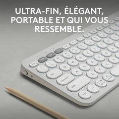 LOGITECH - Clavier sans fil - Pebble Keys 2 K380s - Bluetooth - Bouton Easy-Switch - Blanc - (920-011804) LOGITECH