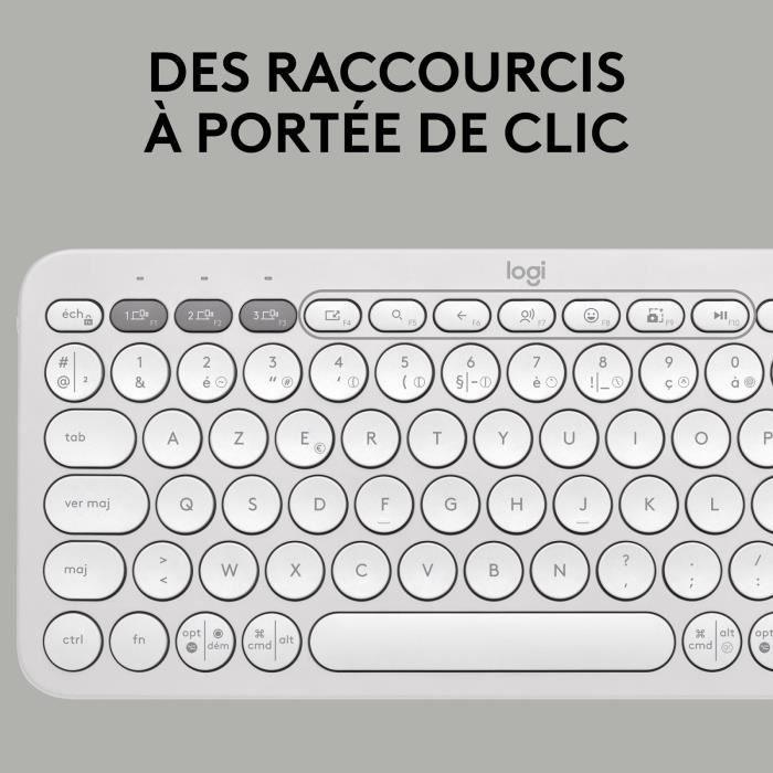 LOGITECH - Clavier sans fil - Pebble Keys 2 K380s - Bluetooth - Bouton Easy-Switch - Blanc - (920-011804) LOGITECH