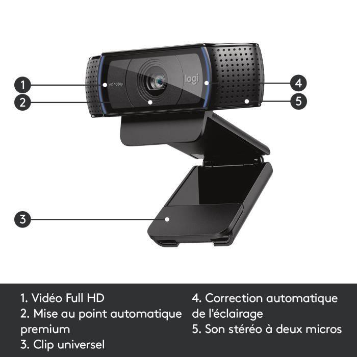 LOGITECH - Webcam HD Pro C920 Refresh - Microphone intégré - Idéal FaceTime et Skype - Noir LOGITECH