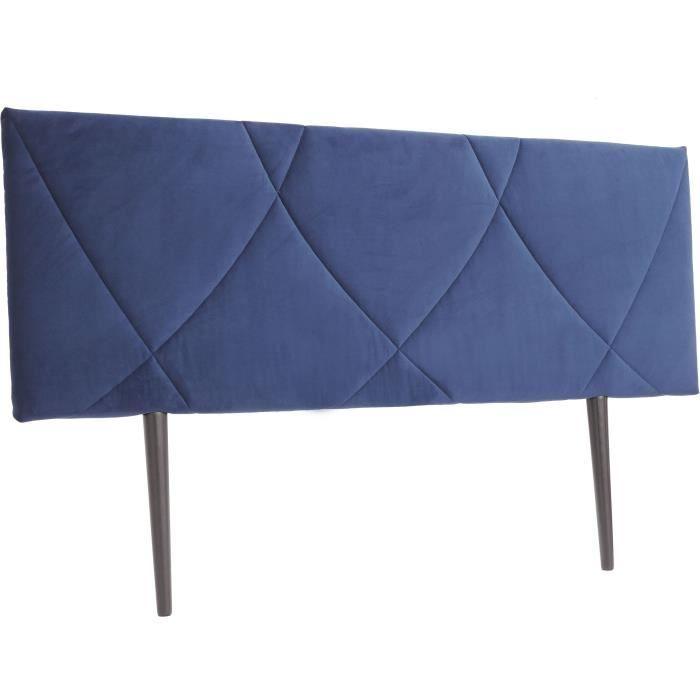 Tete de lit TUDOR - Velours Bleu Marine - L.162 x H.100 x P.7 cm AUCUNE