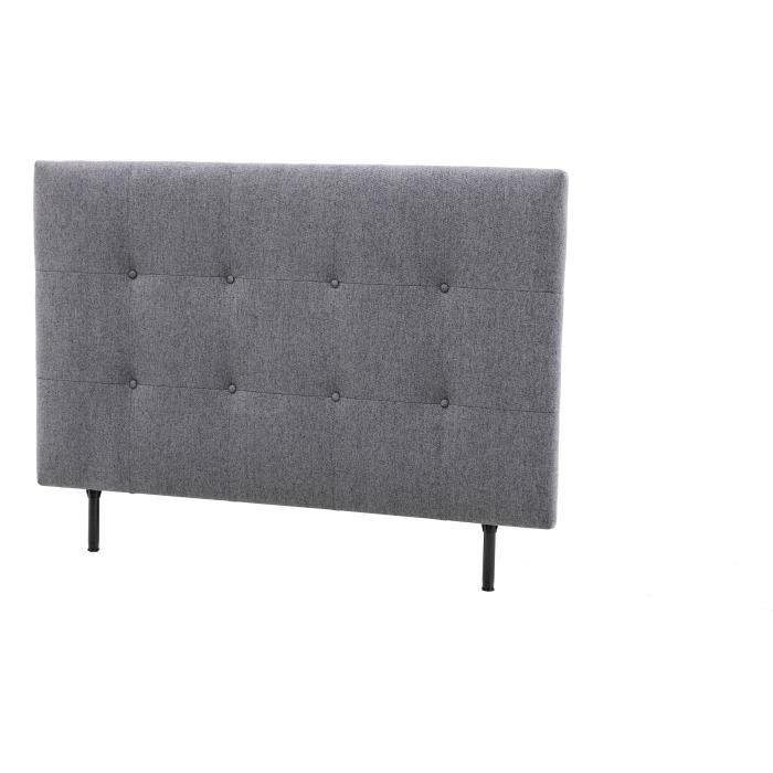 Tete de lit 140 cm ESTIA - Tissu Anthracite - Réglable en hauteur de 105 a 116 cm AUCUNE