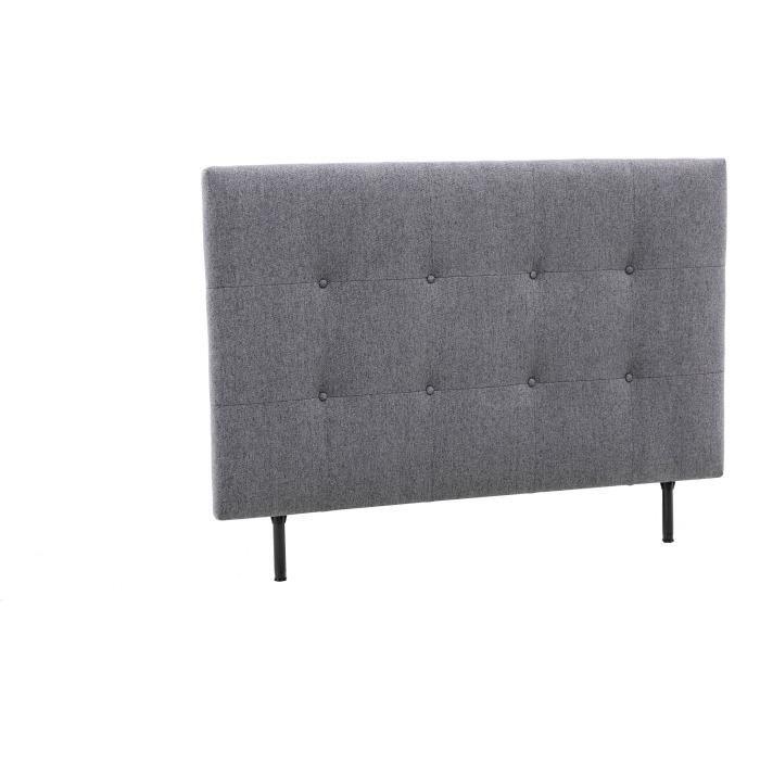 Tete de lit 140 cm ESTIA - Tissu Anthracite - Réglable en hauteur de 105 a 116 cm AUCUNE