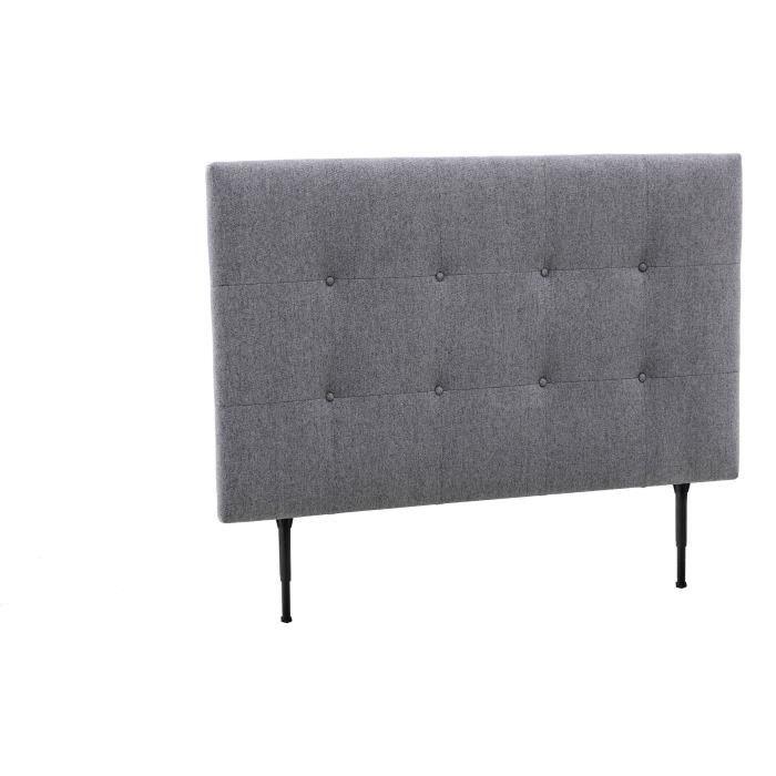 Tete de lit 140 cm ESTIA - Tissu Anthracite - Réglable en hauteur de 105 a 116 cm AUCUNE