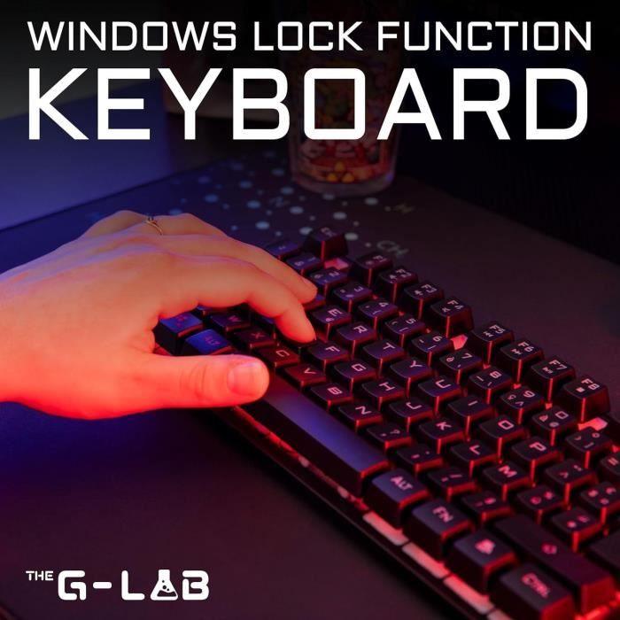 Clavier Gaming - Membrane RGB - THE G-LAB - KEYZ-CAESIUM/FR - FR Layout - 12 raccourcis - 19 touches anti ghosting THE G-LAB