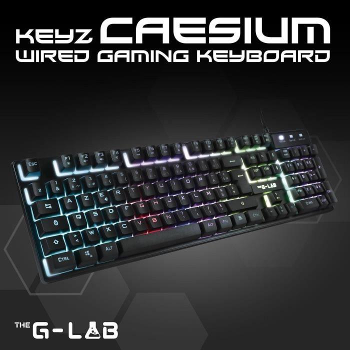 Clavier Gaming - Membrane RGB - THE G-LAB - KEYZ-CAESIUM/FR - FR Layout - 12 raccourcis - 19 touches anti ghosting THE G-LAB