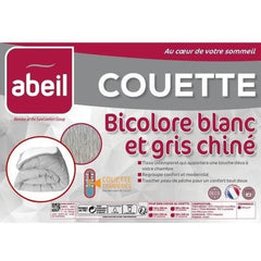 ABEIL Couette tempérée BICOLORE 200x200cm - Blanc & Gris chiné ABEIL