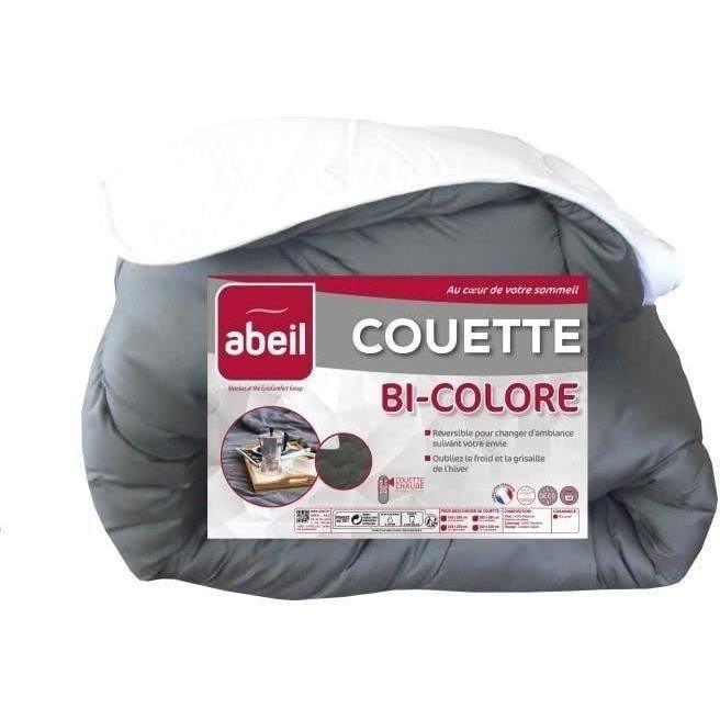 ABEIL Couette Bicolore - 140 x 200 cm - Blanc et gris ABEIL