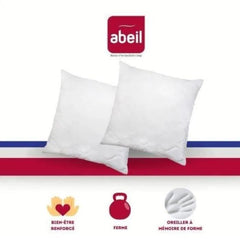 ABEIL Lot de 2 Oreillers a mémoire de forme matelassés- 60x60 cm - Blanc ABEIL