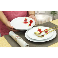 Service de Table 18 pieces en porcelaine Coquelicot rouge et blanc ABC CARPET & HOME