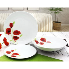 Service de Table 18 pieces en porcelaine Coquelicot rouge et blanc ABC CARPET & HOME