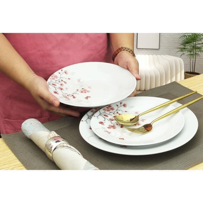 Service de Table 18 pieces en porcelaine Papillons rouge AUCUNE