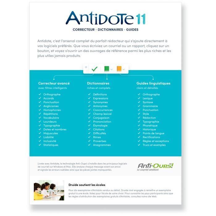 MYSOFT Antidote 11 - Correcteur, Dictionnaires, Guides - Pour le français ou pour l'anglais MYSOFT