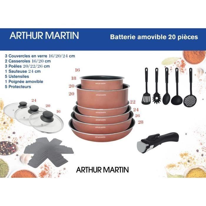 Batterie de cuisine 20 pieces Arthur Martin - aluminium - poignée amovible - tous feux dont induction ARTHUR MARTIN