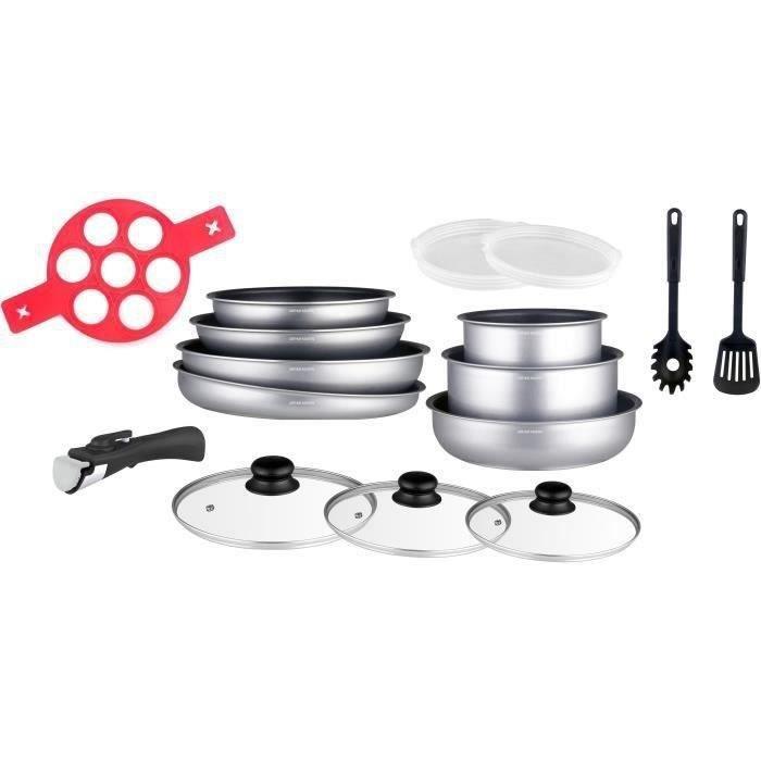 Batterie de cuisine Arthur Martin AM3950 16 pieces - Aluminium - Poignée amovible - Tous feux dont induction ARTHUR MARTIN