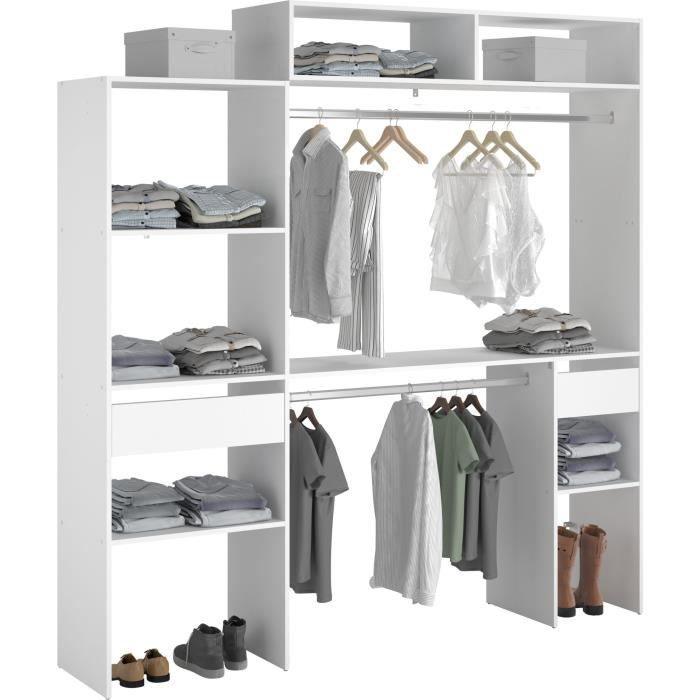 Kit dressing extensible ARTIC EKIPA - Blanc - 2 penderies + 2 tiroirs + 1 surmeuble AUCUNE