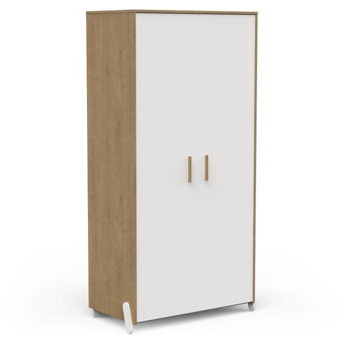 Armoire 2 portes - NAILI - Hamilton / Blanc mat - 89,1 x 50 x 183 cm - DEMEYERE DEMEYERE