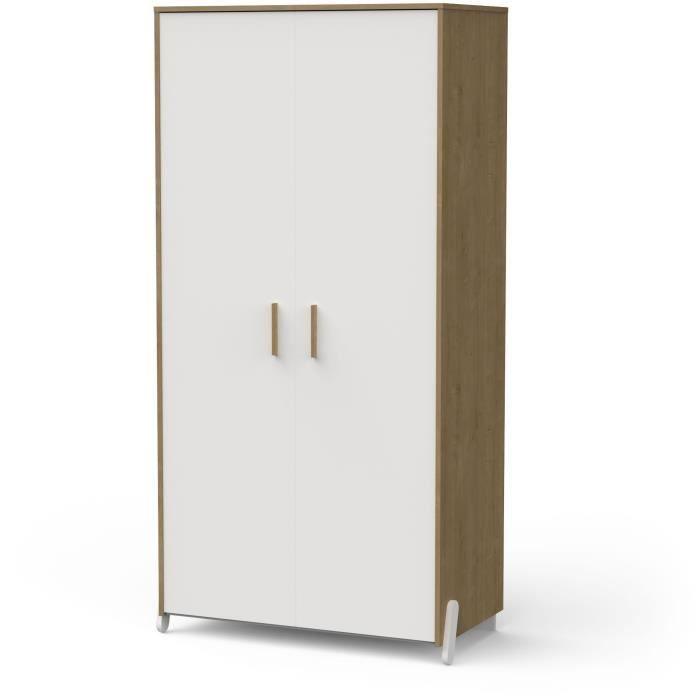 Armoire 2 portes - NAILI - Hamilton / Blanc mat - 89,1 x 50 x 183 cm - DEMEYERE DEMEYERE