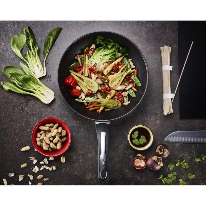 TEFAL Emotion Wok 28 cm, Induction, Revetement antiadhésif, Poignée robuste, Garantie 10 ans E3001904 TEFAL