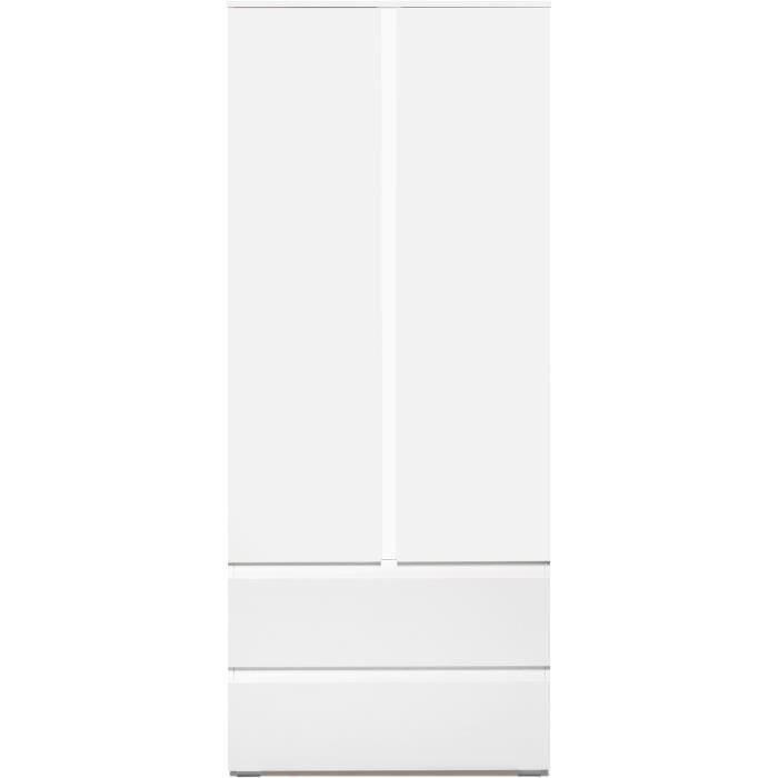 Armoire IMAGE7 - 2 portes + 2 tiroirs - Blanc Mat - L80 x H191 x P40 cm AUCUNE
