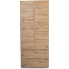 Armoire IMAGE 7 - Décor chene - 2 portes + 2 tiroirs - L80 x H191 x P40 cm AUCUNE