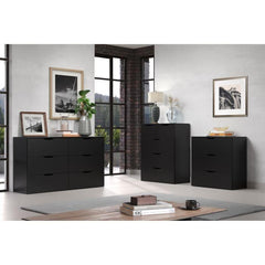 Commode BASIX - 6 tiroirs - Noir mat - L 139 x P 40 x H 80 cm TRELLEBORG