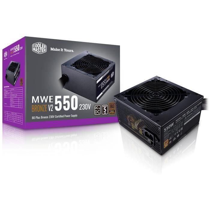 COOLER MASTER MWE Bronze  550W V2  - Alimentation 550W - 230V (Certifiée 80 Plus Bronze Garantie 5 ans) Câbles plats noir COOLER MASTER