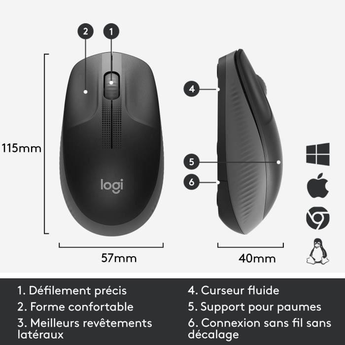 LOGITECH - Souris sans fil ergonomique M190 - Noir LOGITECH