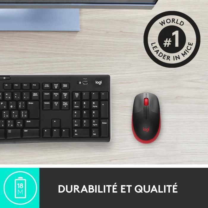 Souris sans fil - Logitech - M190 - ergonomique - Rouge LOGITECH