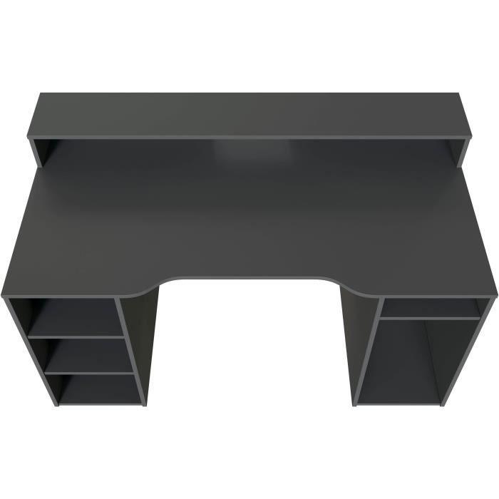 Table de bureau gamer OZONE - Décor Noir - 136 x 67 x 88 cm - Avec étagere supérieure pour écran AUCUNE