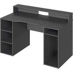 Table de bureau gamer OZONE - Décor Noir - 136 x 67 x 88 cm - Avec étagere supérieure pour écran AUCUNE