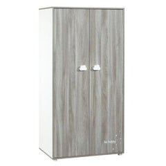 Armoire bébé Smile ours - Chene silex - Blanche - 2 portes - 168x85x57cm - Babyprice BABY PRICE