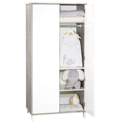 Armoire bébé Scandi Gris - Bois - Blanche - 2 portes - Babyprice BABY PRICE